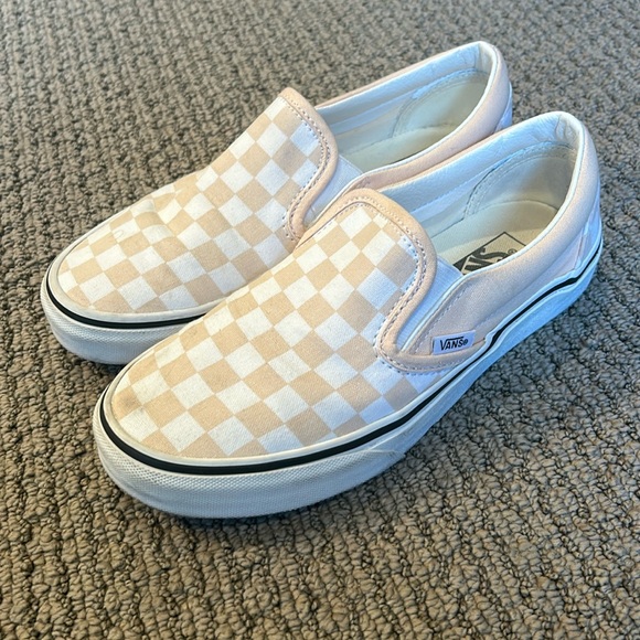 Vans Shoes - Vans Slip-On Peach Colored Checkerboard Women's Size 6.5 WORN ONLY A FEW TIMES